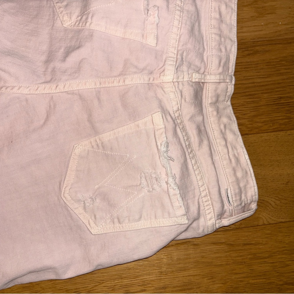 Mother High Rise Straight Leg Jeans Blush Pink Distressed Raw Hem Size 29 - Picture 11 of 13